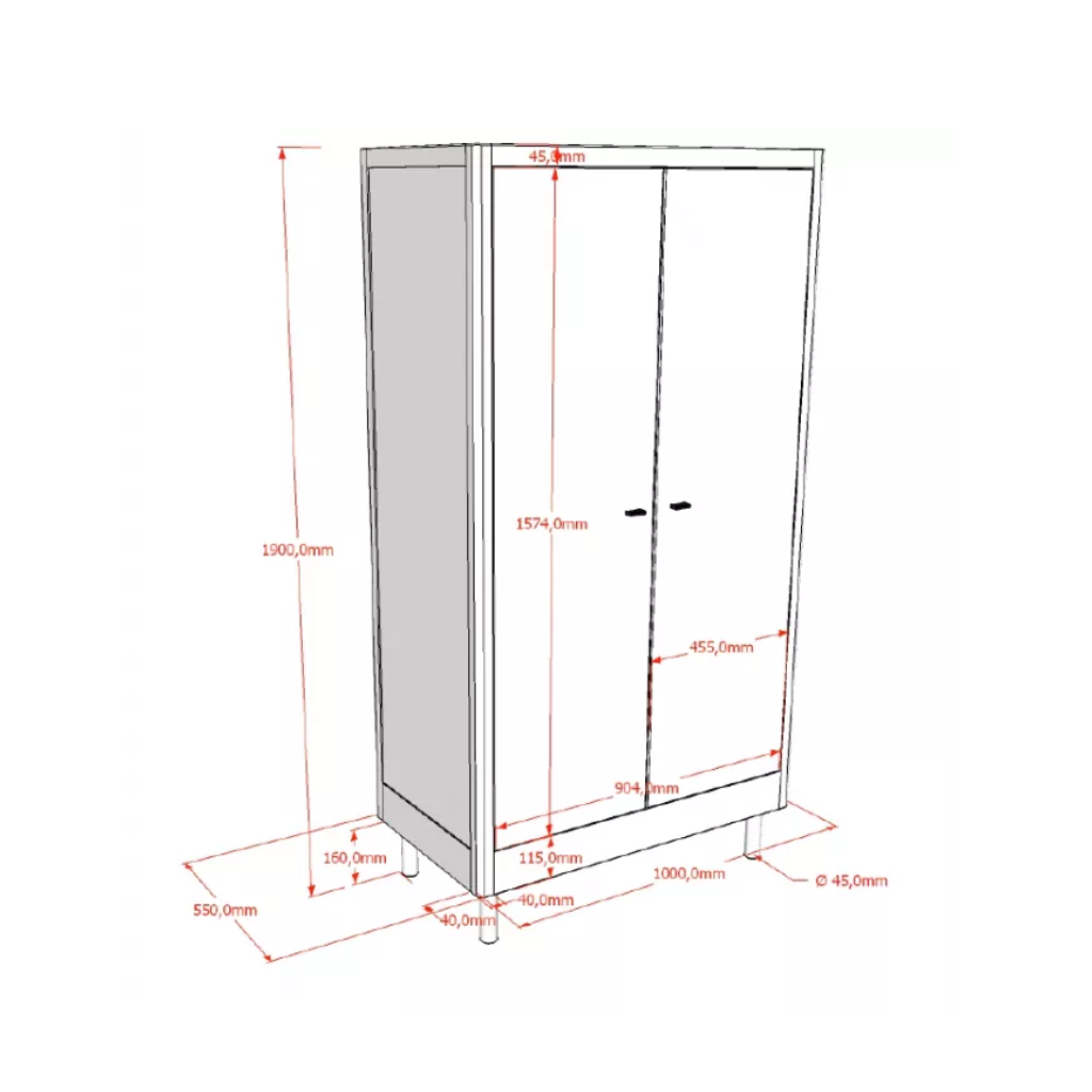 Jaxx Armoire à 2 portes Forrest Oak