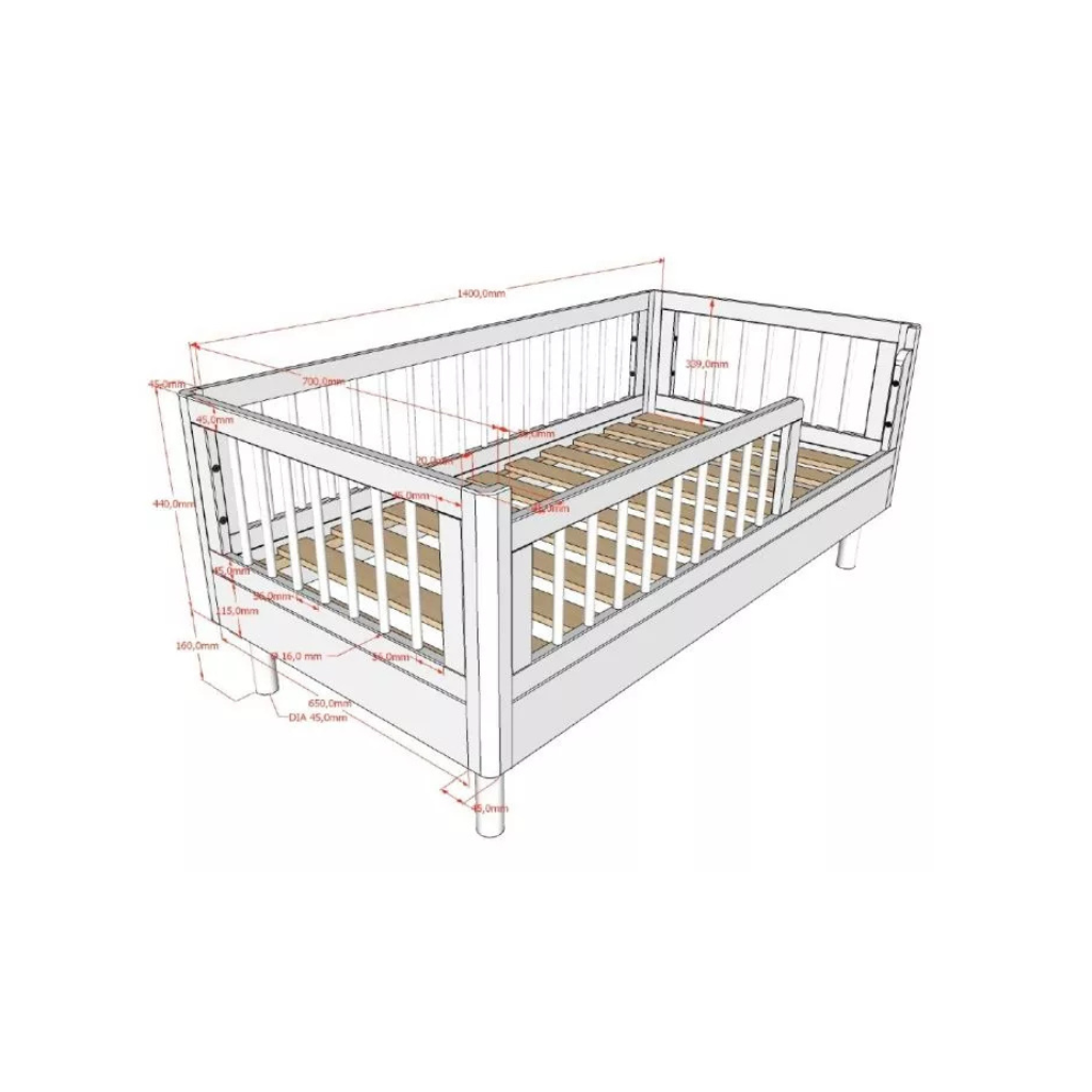 Jaxx Lit pour enfant Forrest Oak L 140 x Lg 70 cm