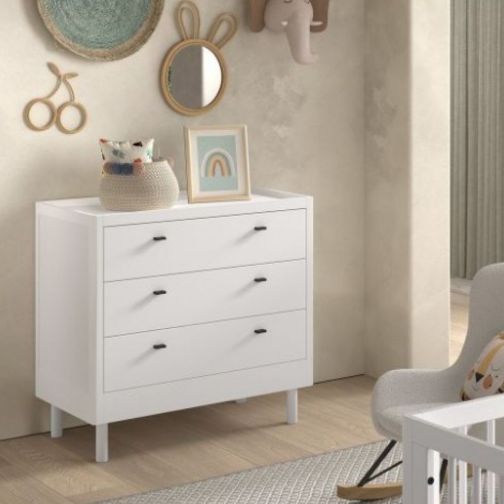 Jaxx Chambre de bébé 3 pièces (Lit pour enfant L 140 x Lg 70 cm + commode + armoire 2 portes) Forrest Beech