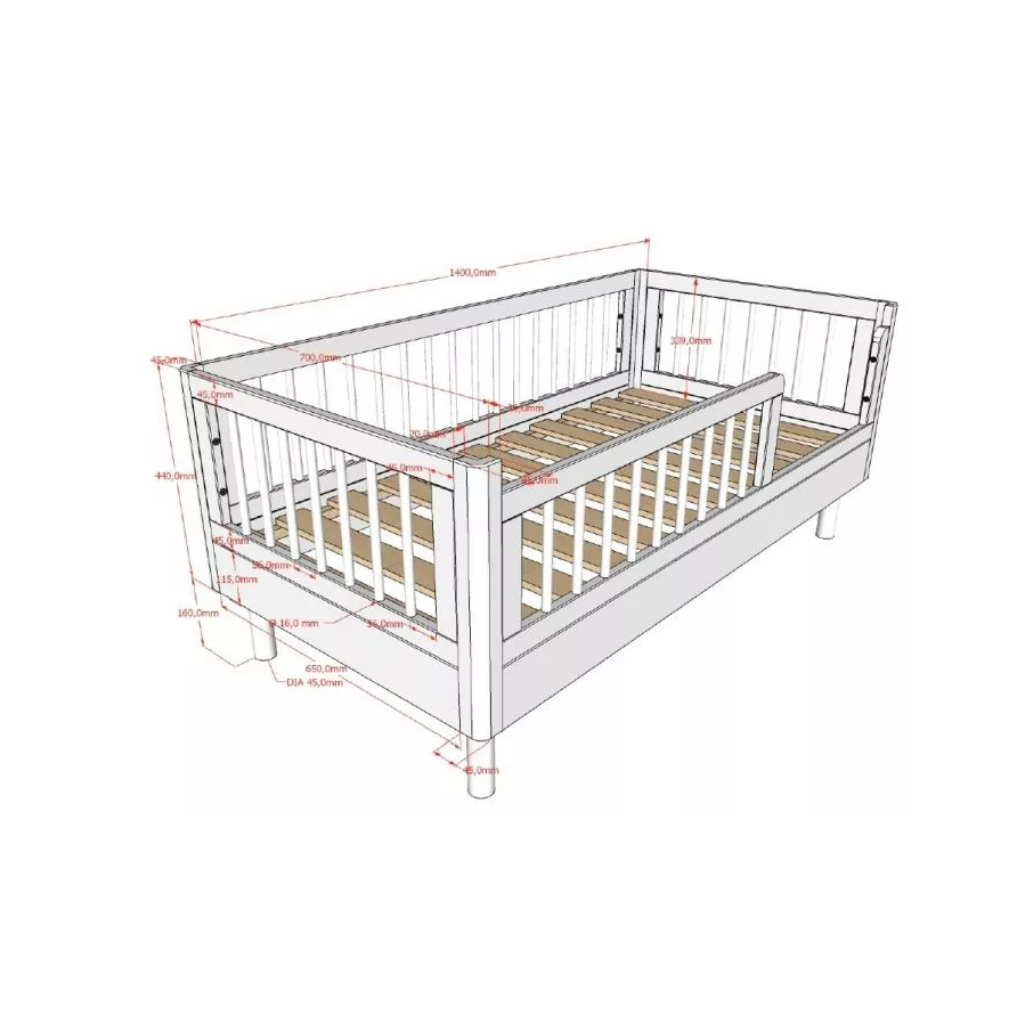 Jaxx Lit pour enfant Forrest Beech L 140 x Lg 70 cm