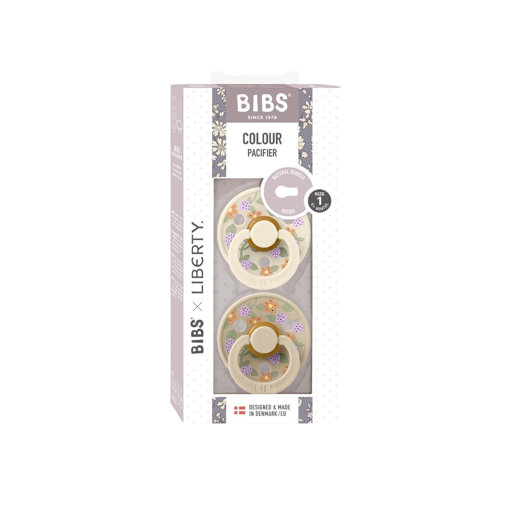 Bibs Fopspeen + 0 maanden Liberty garden Strawberry Ivory Multi - 2 stuks