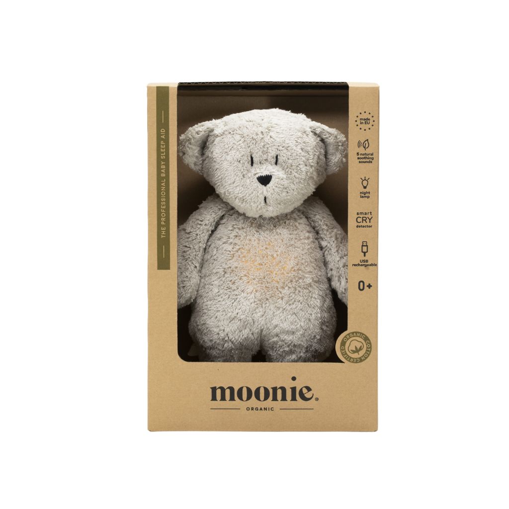 Moonie 2.0 Knuffel met licht en geluid The Humming Bear Gray 28 cm