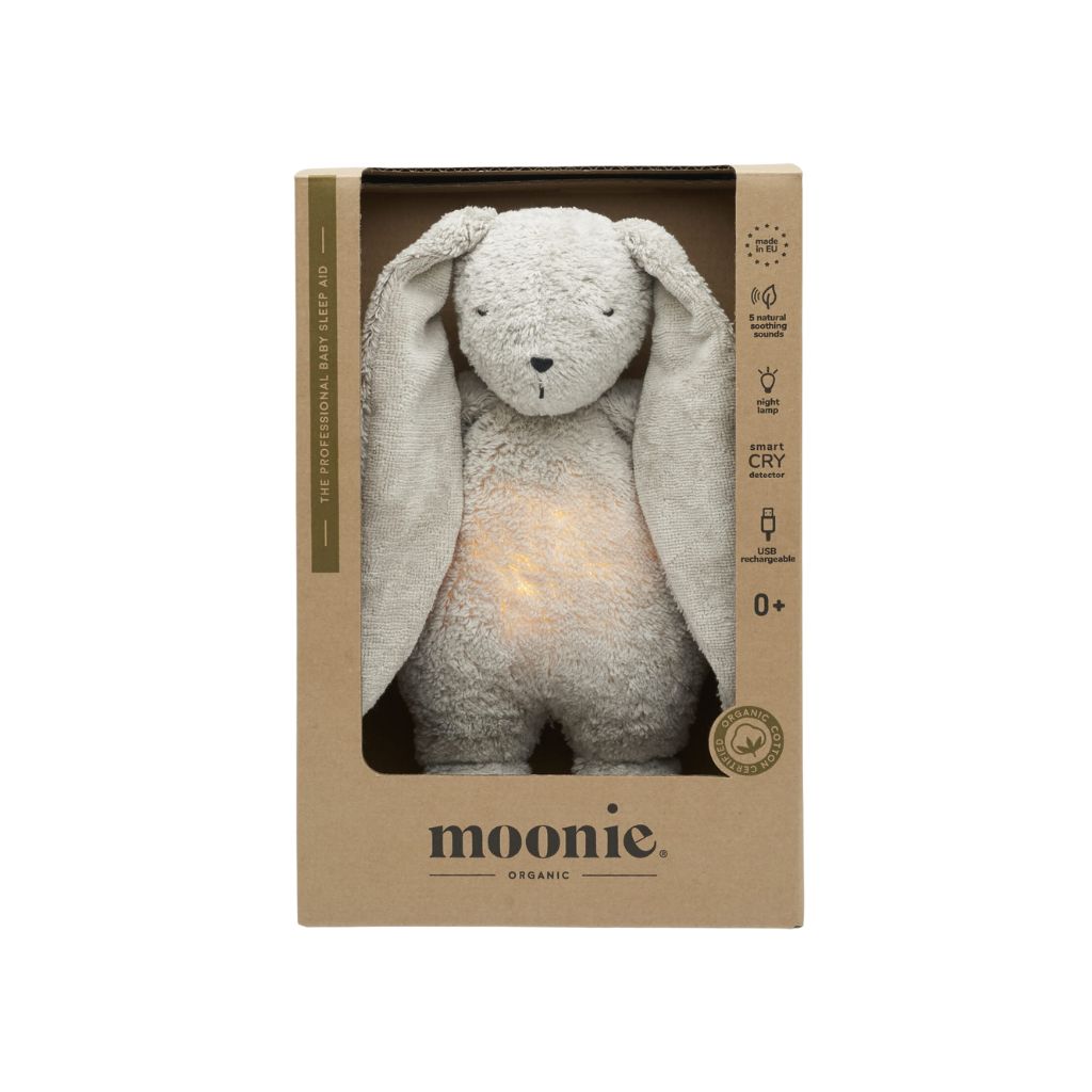 Moonie 2.0 Knuffel met licht en geluid The Humming Bunny Grey 28 cm