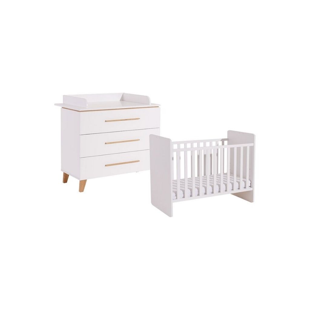 Transland 2-delige babykamer (meegroeibed + commode) Steffi wit
