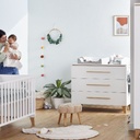 Transland 3-delige babykamer (meegroeibed + commode + kast met 3 deuren) Steffi wit
