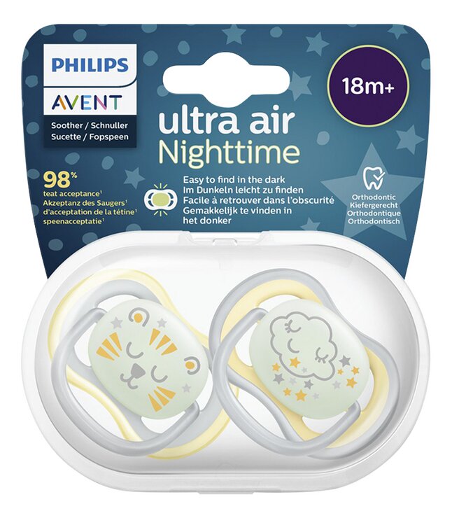 Philips AVENT Fopspeen + 18 maanden Ultra Air Night - 2 stuks