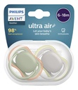 Philips AVENT Fopspeen + 6 maanden Ultra Air grijs/olijfgroen - 2 stuks