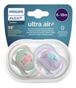 Philips AVENT Fopspeen + 6 maanden Ultra Air kat/beer - 2 stuks