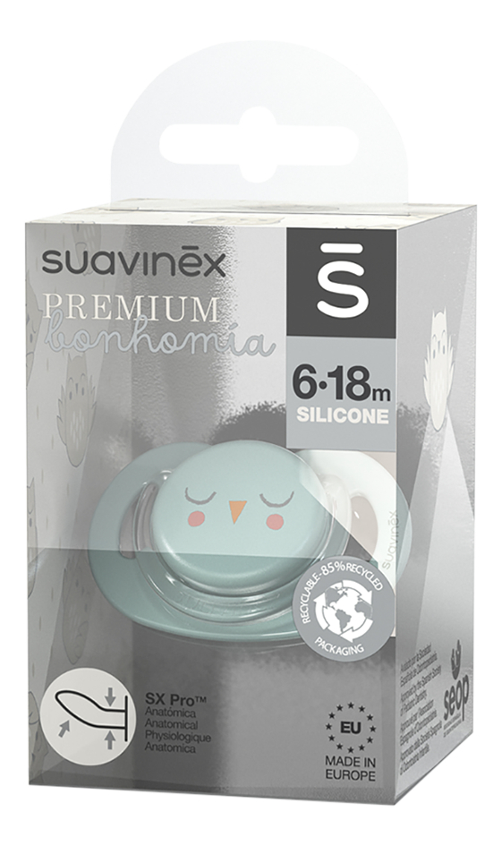 Suavinex Fopspeen 6 - 18 maanden Bonhomia Owl anatomisch Green