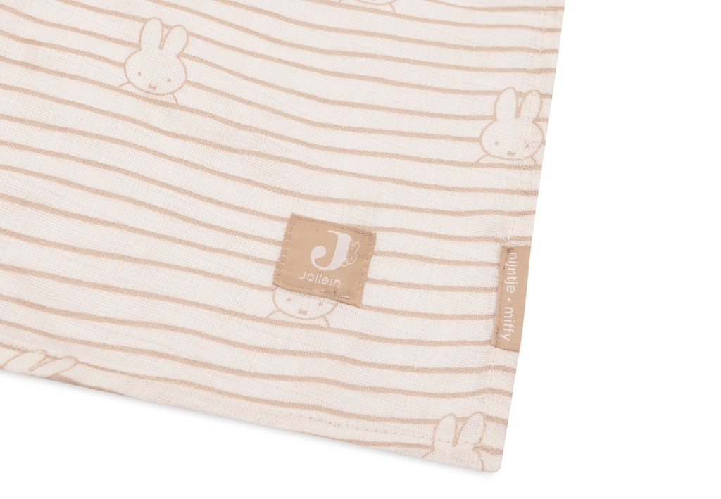 Jollein Hydrofiele Doek Large 115x115cm Miffy Stripe Biscuit (2pack)