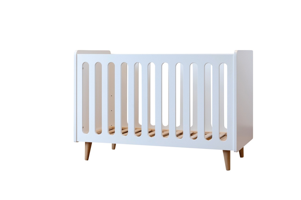 Pericles Lit de bébé Boho White convertible en banquette 140 x 70 cm