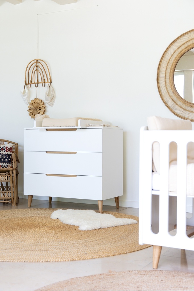 Pericles Chambre de bébé 2 pièces (lit 140 x 70 cm + commode) Boho White