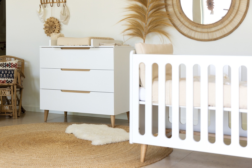 Pericles Chambre de bébé 2 pièces (lit 140 x 70 cm + commode) Boho White