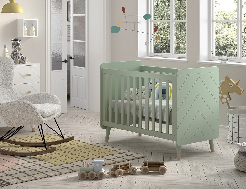 Jaxx Chambre de bébé 2 pièces (lit + commode) Billy vert/blanc