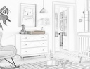 Jaxx Chambre de bébé 3 pièces (lit + commode + armoire 2 portes) Billy vert/blanc