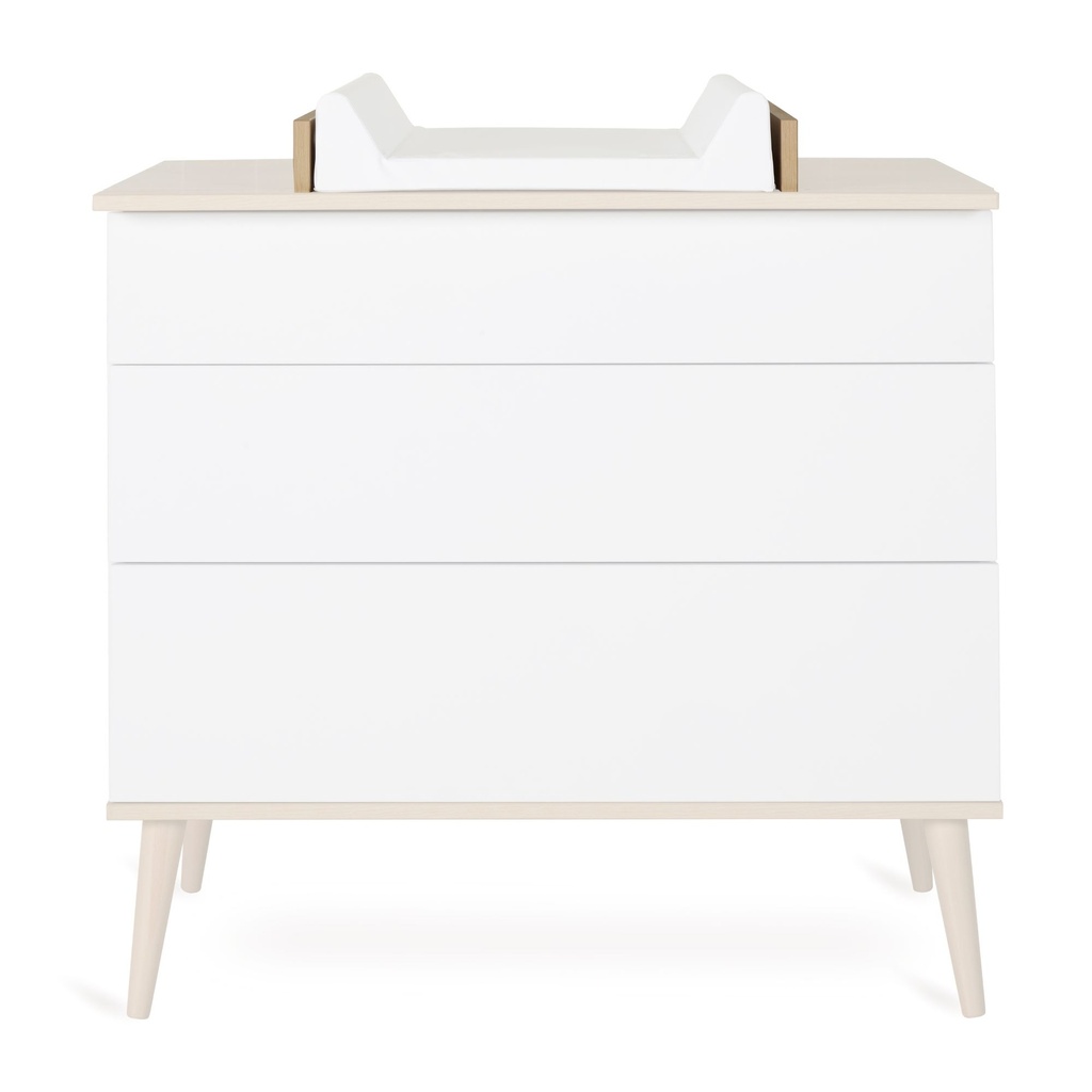 Quax Chambre de bébé 3 pièces (lit L 120 x Lg 60 cm + commode + armoire 3 portes) Flow White