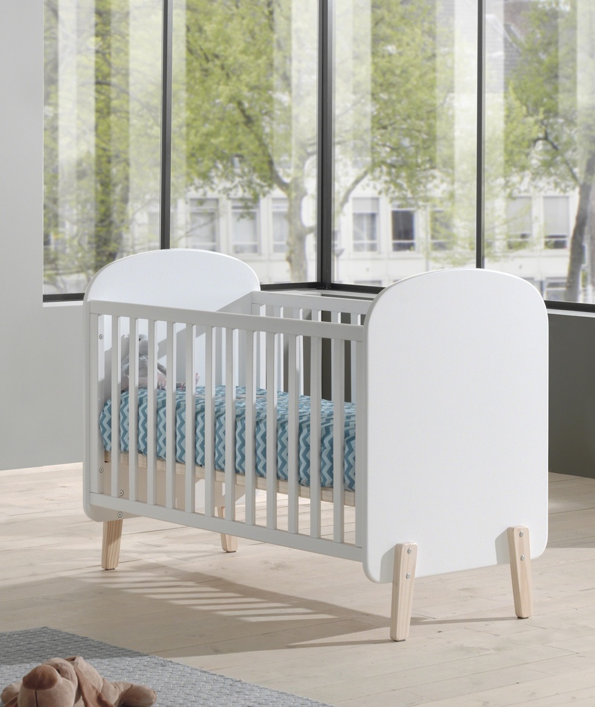 Jaxx Chambre de bébé 3 pièces (lit + commmode avec rallonge + armoire 3 portes) Kiddy blanc