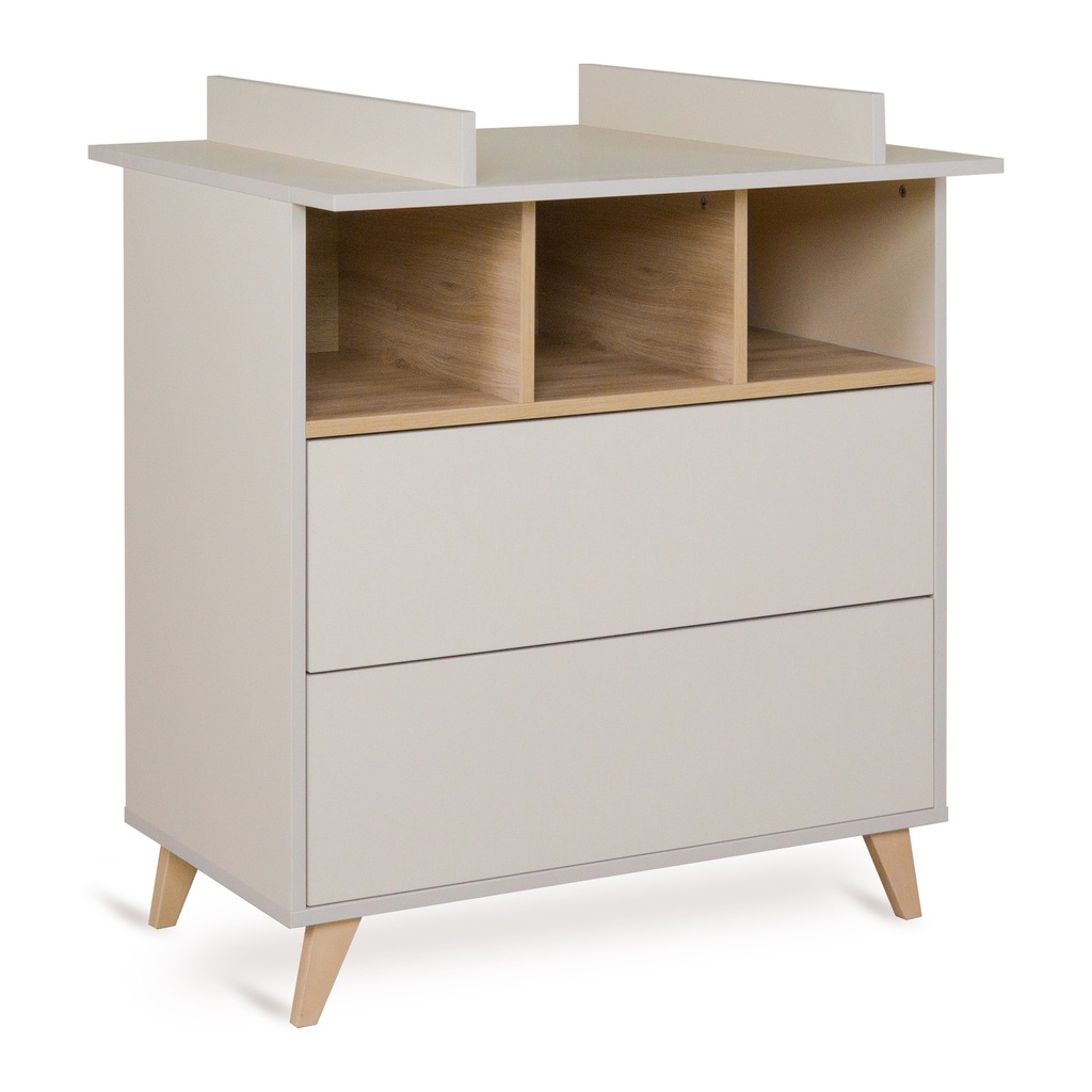 Quax Chambre de bébé 3 pièces (lit + commode avec rallonge + armoire 3 portes) Loft Clay 