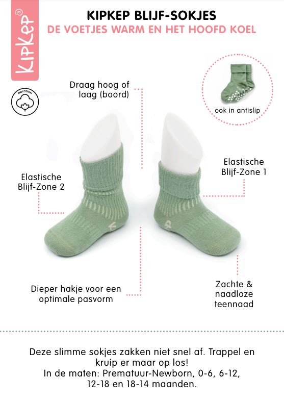 KipKep Blijf-Sokken Antislip Calming Green 12 tot 18 maanden