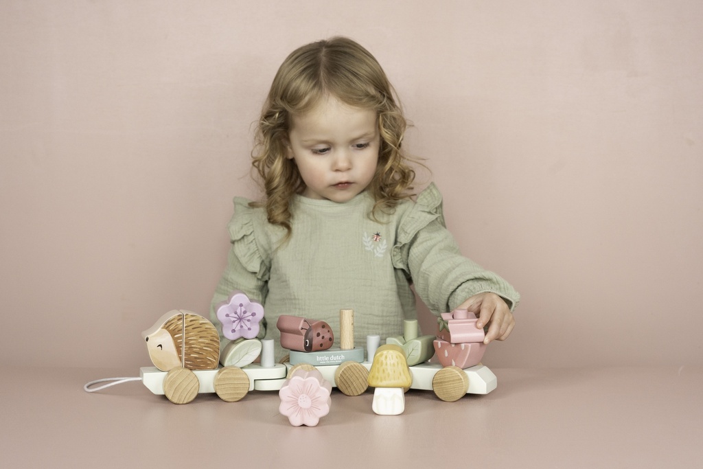 Little Dutch Jouet d'activité Fairy Garden Train à blocs Hérisson