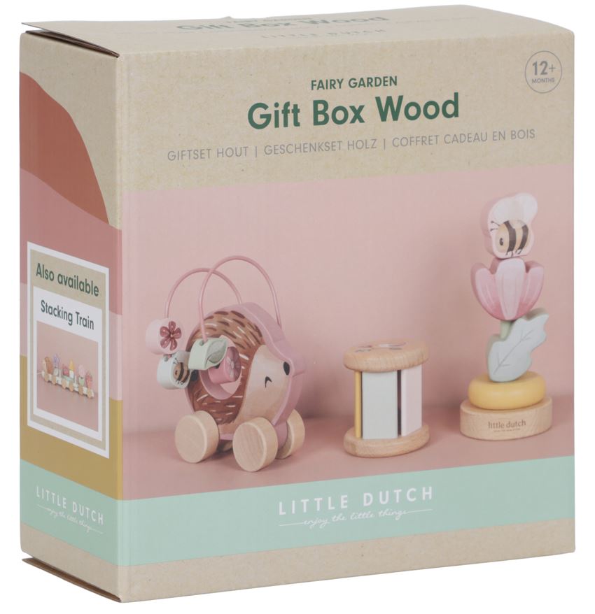 Giftset met houten activiteitenspeeltjes 