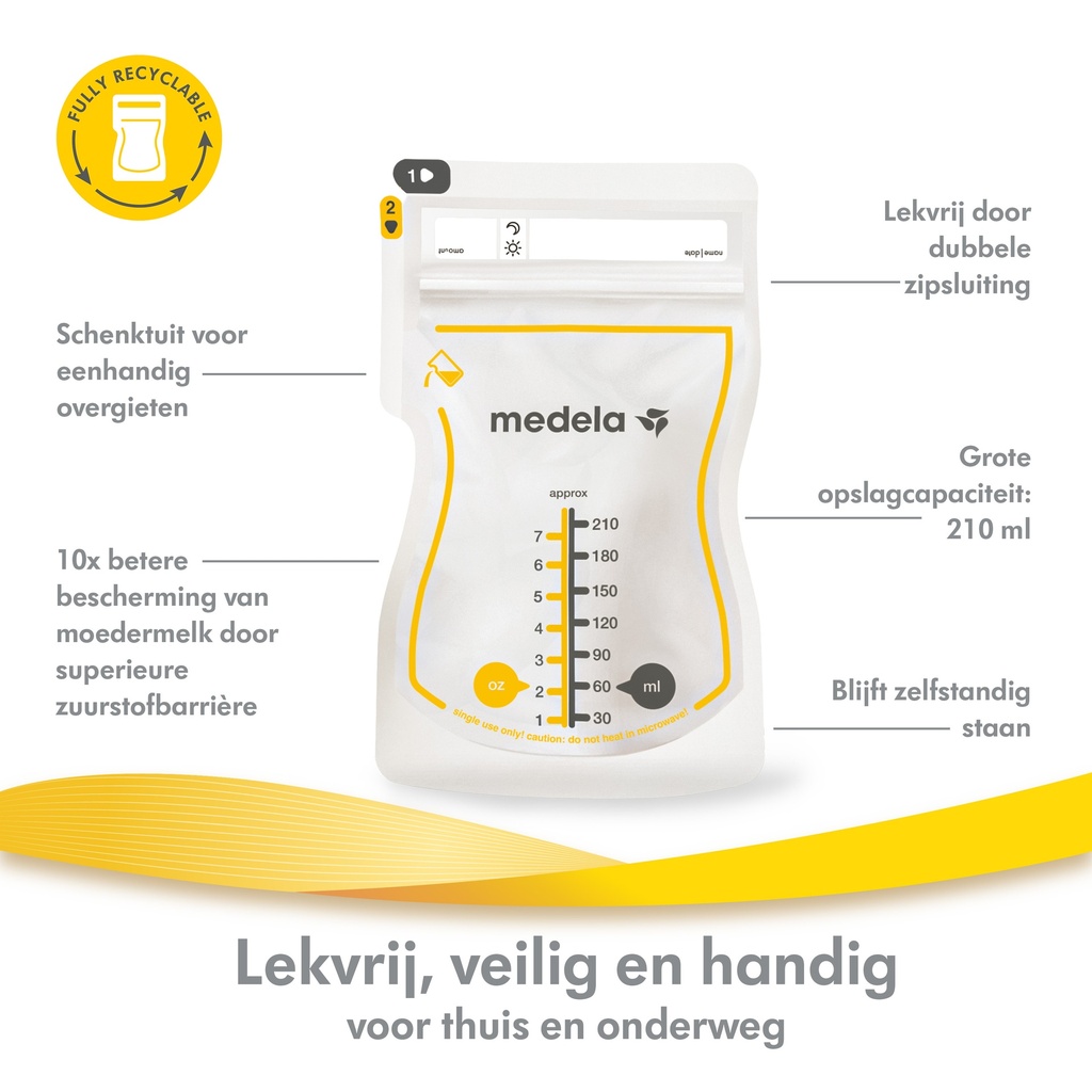 Medela Moedermelkbewaarzakjes met schenktuit 210 ml - 50 stuks