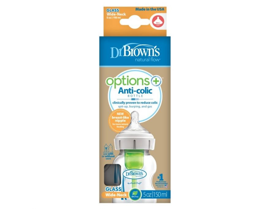 Dr. Brown's Glazen zuigfles Options+ met brede hals transparant 150 ml