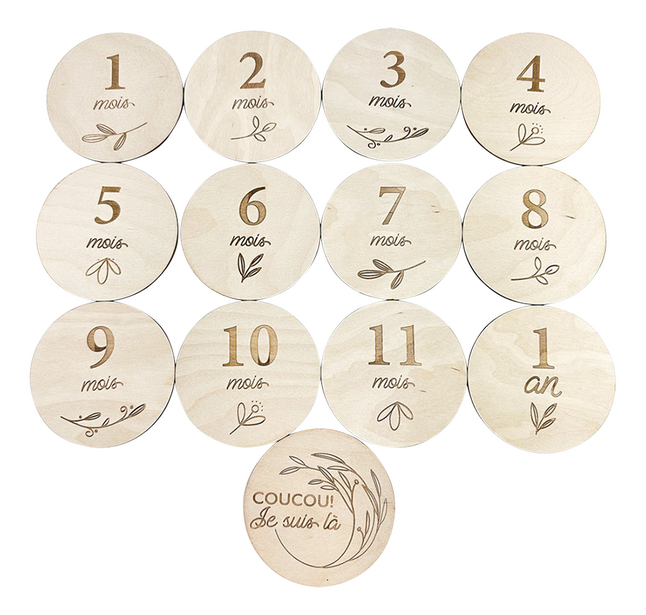 Minimou Milestone Cards Wood Frans - 13 stuks