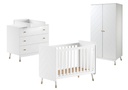 Jaxx Chambre de bébé 3 pièces (lit + commode + armoire 2 portes) Billy blanc