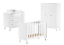 Jaxx Chambre de bébé 3 pièces (lit + commode + armoire 3 portes) Billy blanc