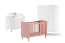 Jaxx Chambre de bébé 3 pièces (lit + commode + armoire 3 portes) Billy Rose Terra/blanc