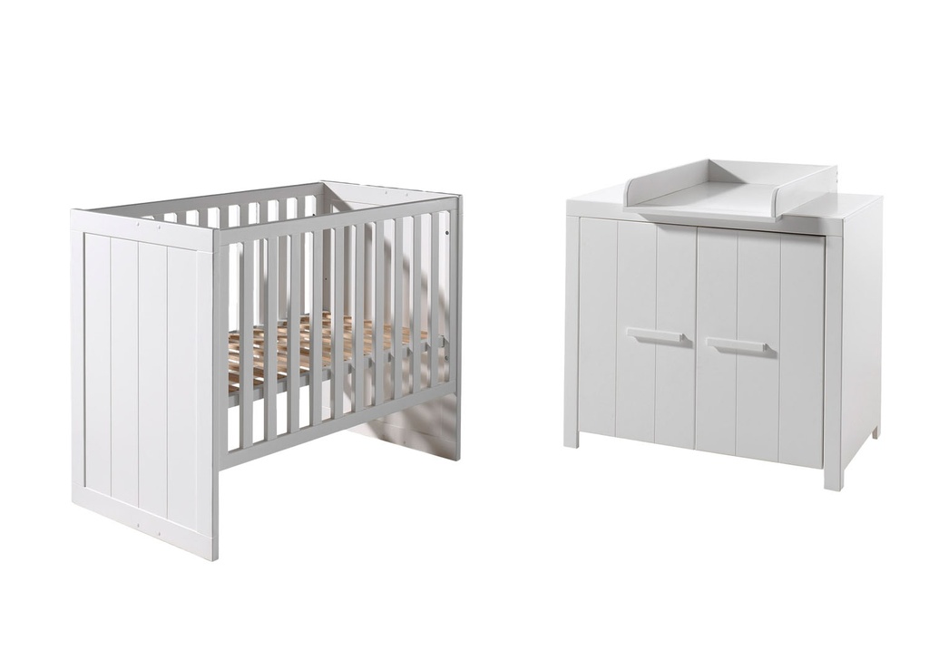 Jaxx 2-delige babykamer (bed + commode) Erik wit