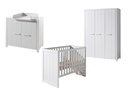 Jaxx 3-delige babykamer (bed + commode + kast met 3 deuren) Erik wit