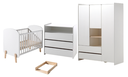 Jaxx 3-delige babykamer (bed + commmode met verlengstuk + kast met 3 deuren) Kiddy wit