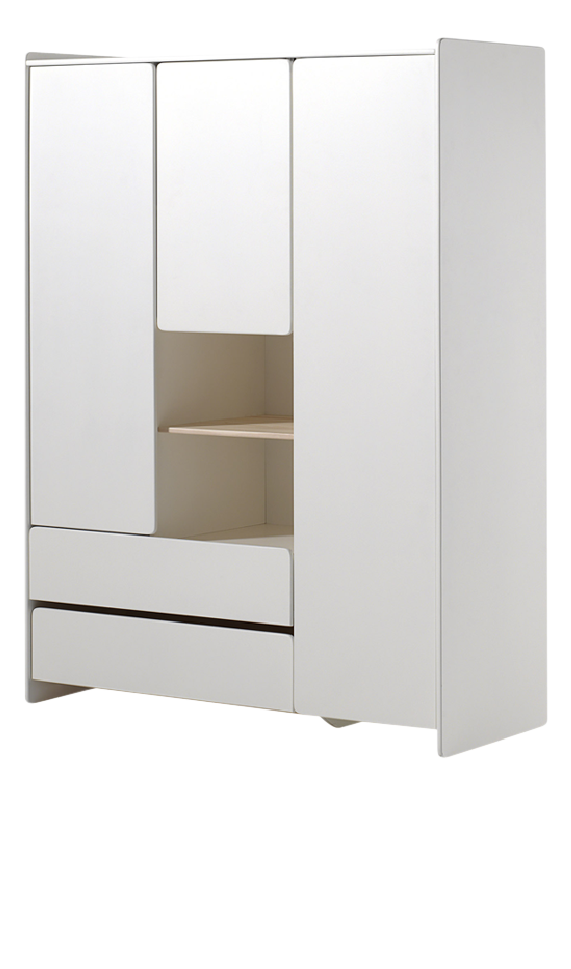 Jaxx Armoire avec 3 portes et 2 tiroirs Kiddy blanc