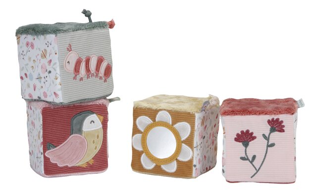 Little Dutch Zachte blokkenset Flowers & Butterflies - 4 stuks