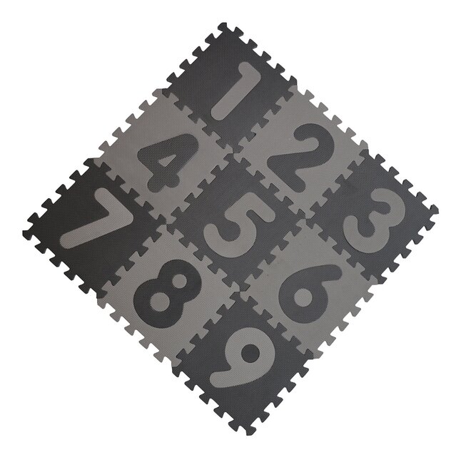 BabyDan Puzzeltegels Cijfers Grey/Black - 9 stuks