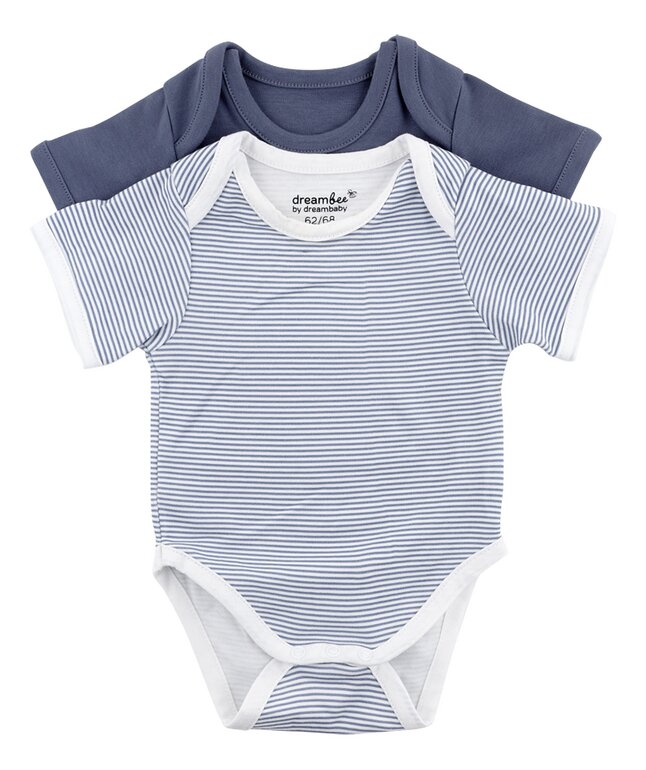 Dreambee Body met korte mouwen Essentials streepjes blauw - 2 stuks