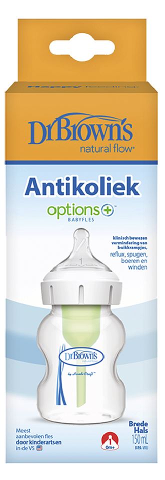 Dr. Brown's Antikoliekzuigfles Options+ met brede hals transparant 150 ml