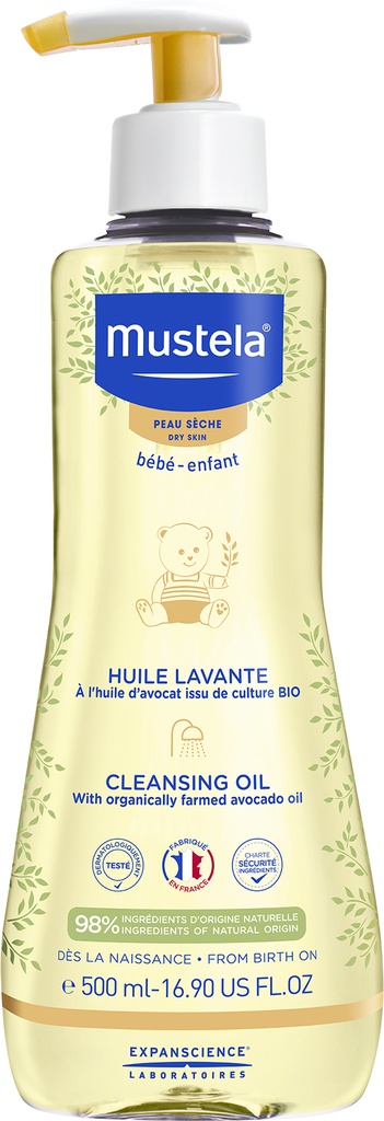 Mustela Huile lavante peaux sèches Flacon pompe 500 ml