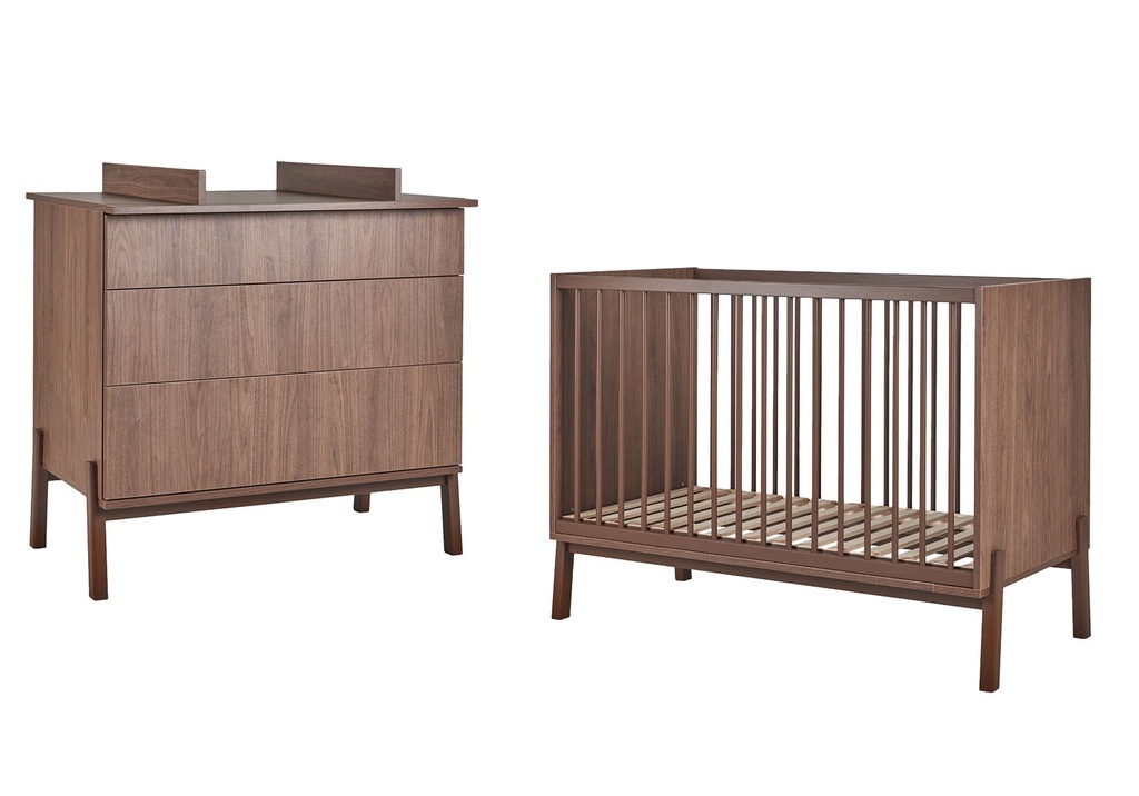 Quax 2-delige babykamer (bed L 120 x B 60 cm + Commode met verlengstuk) Ashi Chestnut