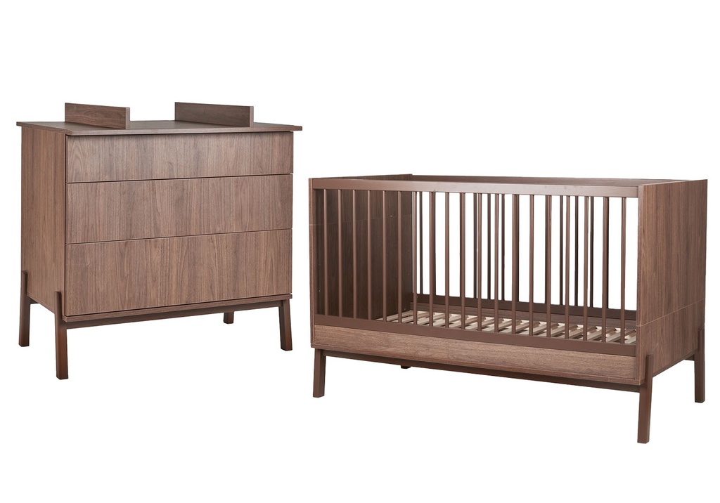 Quax Chambre de bébé 2 pièces (lit L 140 x Lg 70 cm + commode avec rallonge) Ashi Chestnut