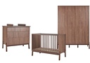 Quax Chambre de bébé 3 pièces (lit L 120 x Lg 60 cm + commode avec rallonge + armoire 3 portes) Ashi Chestnut