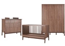 Quax Chambre de bébé 3 pièces (lit L 140 x Lg 70 cm + commode avec rallonge + armoire 3 portes) Ashi Chestnut