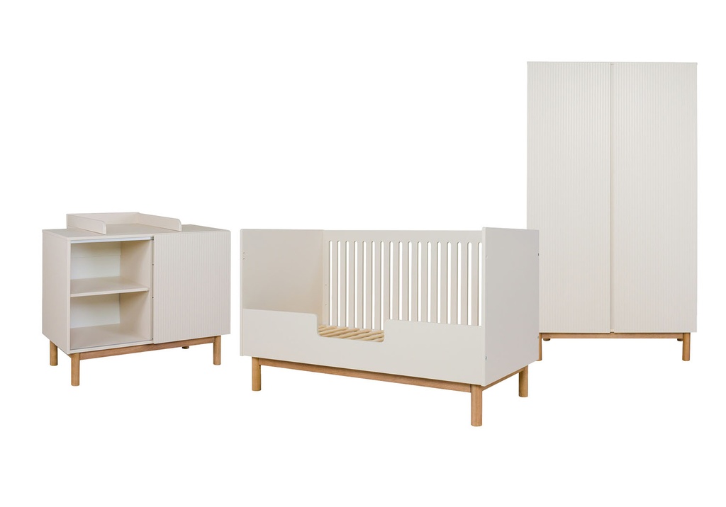 Quax Chambre de bébé 3 pièces (lit évolutif L 140 x Lg 70 cm + commode + armoire 2 portes) Mood Clay