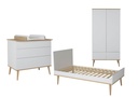 Quax Chambre de bébé 3 pièces (lit évolutif L 140 x Lg 70 cm + commode + armoire 2 portes) Flow White