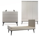 Quax Chambre de bébé 3 pièces (lit évolutif L 140 x Lg 70 cm + commode + armoire 3 portes) Flow Stone