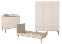 Quax Chambre de bébé 3 pièces (lit évolutif L 140 x Lg 70 cm + commode + armoire 3 portes) Flow Clay