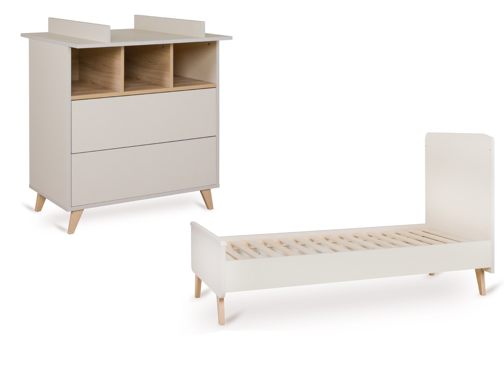 Quax 2-delige babykamer (meegroeibed + commode met verlengstuk) Loft Clay