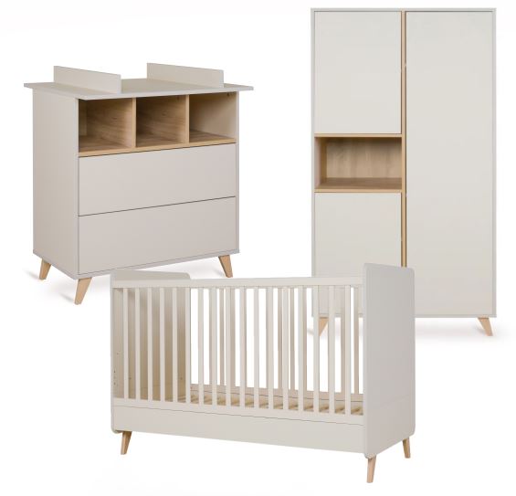 Quax 3-delige babykamer (bed + commode met verlengstuk + kast met 2 deuren) Loft Clay 